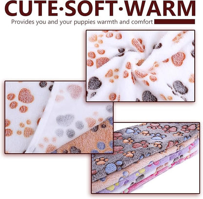 UTTPLL Blanket-Premium-Flannel-Medium-Printed Throw for Cat Dog Puppy Animals Super Soft Fluffy Fleece Pet Blankets Warm Sleep Mat Cute Paw Coffee
