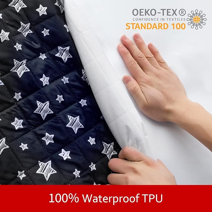 Dog Bed Covers Replacement Washable Pet Hair Easy to Remove, Waterproof Dog Bed Covers Noiseless Quilted, Pet Bed Cover Lovely Black Star Print, Puppy Bed Cover 20x30 Inches, for Dog/Cat, Cover Only