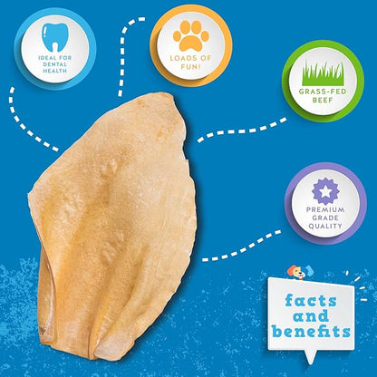 Jack&Pup White Cow Ears for Dogs | Single Ingredient, 100% Natural Healthy Dog Treats Cow Ear Dog Chews (15 Pack)