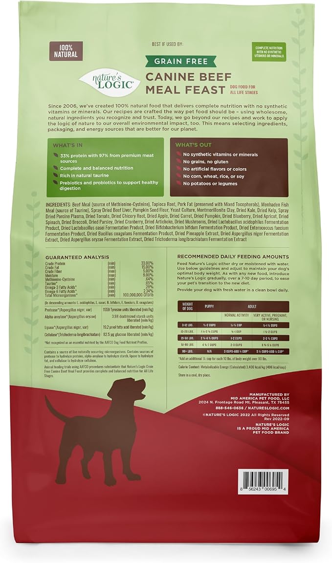 Nature's Logic Grain Free Beef Meal Feast, 25lbs