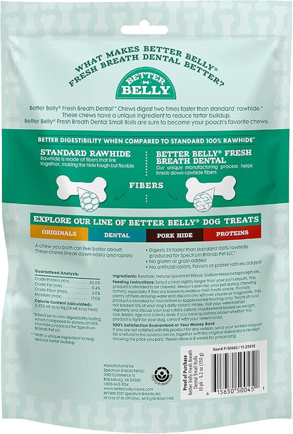 Better Belly Fresh Breath Dental Small Rolls, Dog Chews, Small, 10-Count
