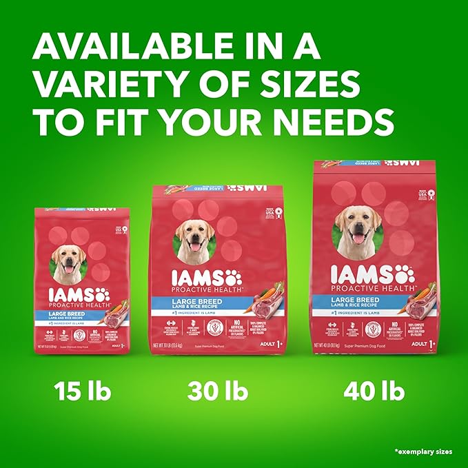 Iams Large Breed Adult Dry Dog Food Lamb & Rice Recipe, 40 lb. Bag