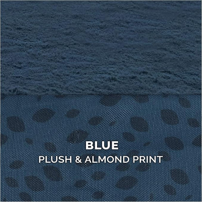 Furhaven Orthopedic Dog Bed for Large Dogs w/ Removable Bolsters & Washable Cover, For Dogs Up to 125 lbs - Plush & Almond Print L Shaped Chaise - Blue Almonds, Jumbo Plus/XXL