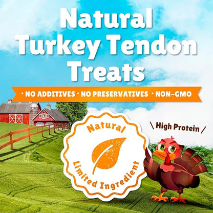 Gootoe Soft Turkey Tendon Dog Treat–Natural Chewy Snack, 100% USA-Sourced, Premium Training Chew, Hypoallergenic, Reseal Value Bag, Ideal for Small& Senior Dog, Soft Strip Jumbo Pack, 1 lb (Pack of 1)
