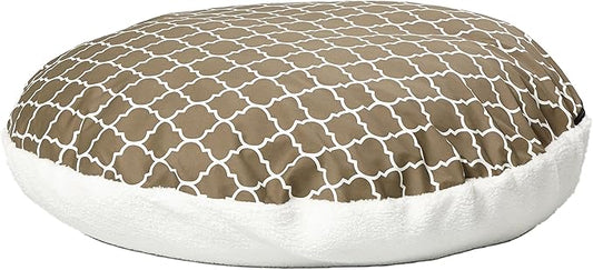 Midwest Homes for Pets PF0048T-FBR Over-Stuffed Dog Bed, Large, 48" Round, Large Dog Breed, Brown Geometric Pattern