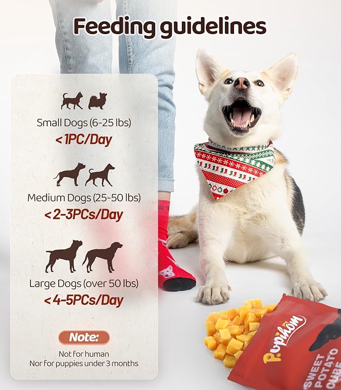16OZ Sweet Potato Dog Training Treats，Potato Cube Dog Training Treats Reward Snacks for Small Medium Large Dogs， High Protein Dog Chewy Treats