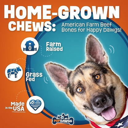 Single Ingredient Dog Bones - Made in USA - Small Beef Rib Bones - Natural Dog Bones for Aggressive Chewers - from USDA Inspected Beef - Hickory Smoked - Wrapped in Sets of 5 (5 Piece Pack)