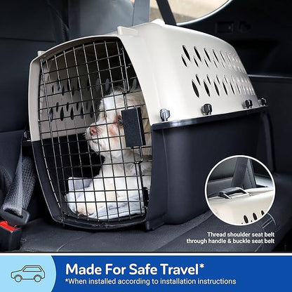 Petmate Vari Dog Kennel - Portable Crate for Pets 10-20 lbs - Airline-Friendly Pet Carrier - Durable Plastic Shell - For Home and Travel - Made in USA - 24 Inches - Taupe and Black