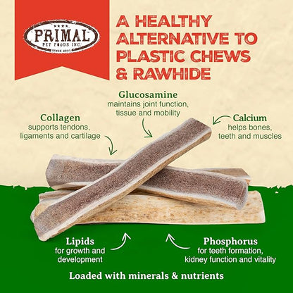 Primal Antlers for Dogs - Grade A Split Moose Antlers for Large Dogs 45-60 lb - Natural Dog Chews for Aggressive Chewers - Naturally Shed Antlers - Long Lasting Dog Bones - 1 ct