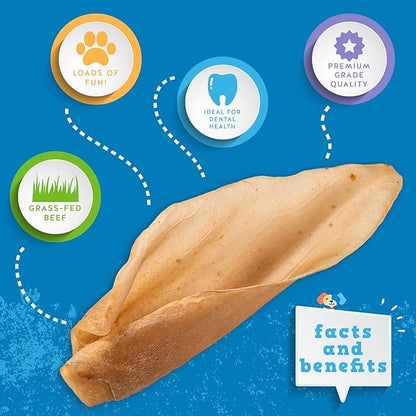 Jack&Pup Natural Cow Ears for Dogs Single Ingredient Dog Treat, Unbleached Healthy Dog Treats Natural Dog Treats for Medium Dogs with Chondroitin Joint Health for Dogs Cow Ear Dog Chews (15 Pack)