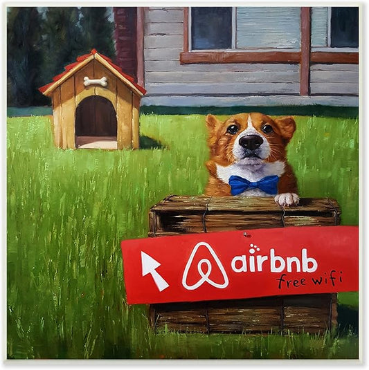 Stupell Industries Doghouse Rental Funny Bowtie Corgi Puppy, Design by Lucia Heffernan