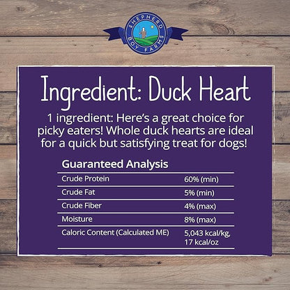 Freeze Dried Dog and Cat Treats, Duck Heart, All Natural Freeze-Dried Dog Treat & Dog Snack, Made in USA, High in Protein, Essential Nutrition of Raw Dog Food, Single Ingredient 3oz