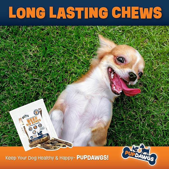 Single Ingredient Dog Bones - Made in USA - Small Beef Rib Bones - Natural Dog Bones for Aggressive Chewers - from USDA Inspected Beef - Hickory Smoked - Wrapped in Sets of 5 (40 Piece Pack)