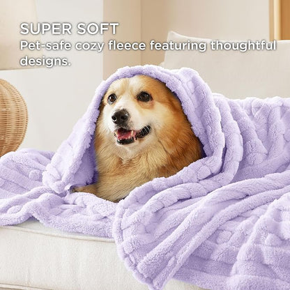 Bedsure 1 Pack 2 Dog Blankets for Small Dogs - 2pcs Washable Soft Fluffy Puppy Blanket with Premium 300GSM Coral Fleece, Cozy Cat Blankets for Indoor Cats, Fuzzy Pet Blanket for Kitten Doggy, Purple