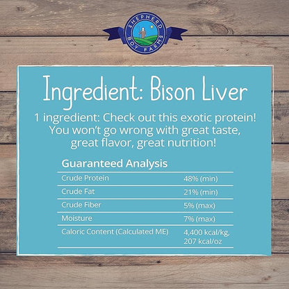 Freeze Dried Dog and Cat Treats, Bison Liver, All Natural Freeze-Dried Dog Treat & Dog Snacks, Made in USA, High in Protein, Essential Nutrition of Raw Dog Food, 3oz