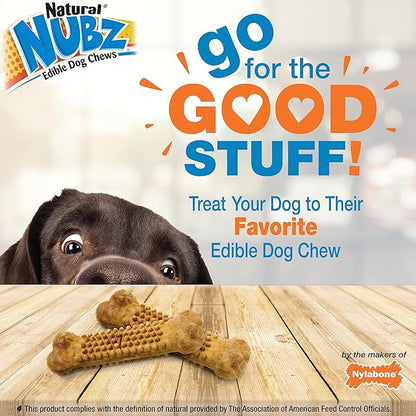 Nylabone Nubz Wild Natural Edible Chew Treats for Dogs, Made in USA, Bison Flavor, Large - Up to 50 lbs. (2 Count)