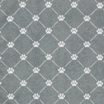 Bone Dry Pet Robe Collection, Trellis Paw Print, Absorbent Microfiber Bath Robe with Adjustable Closure for Dogs & Cats, Small, Gray