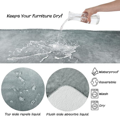 PETMAKER Waterproof Pet Blanket - 30x40-Inch Reversible Sherpa Fleece Throw Protects Couches, Cars, and Beds from Spills, Stains, and Fur (Gray)