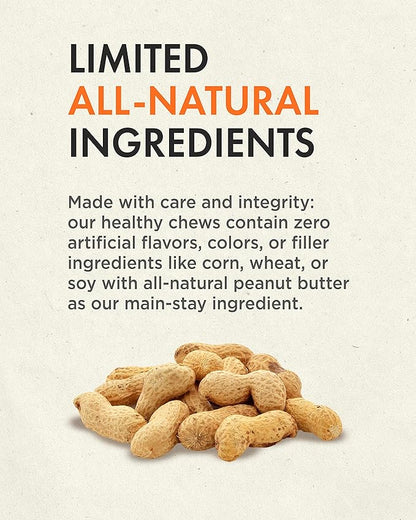 Canine Naturals Natural Peanut Butter Chew, Mini Knot - 12 Pack - 100% Rawhide Free and Collagen Free Dog Treats - Made with Real Peanut Butter - All-Natural and Easily Digestible