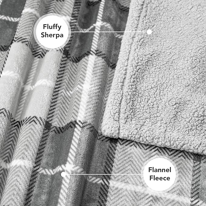 PetAmi Waterproof Dog Blanket for Small Medium Dog, Pet Puppy Blanket Couch Cover Protection, Sherpa Fleece Cat Blanket Sofa Bed Furniture Protector Reversible Soft Washable 29x40 Plaid Light Grey
