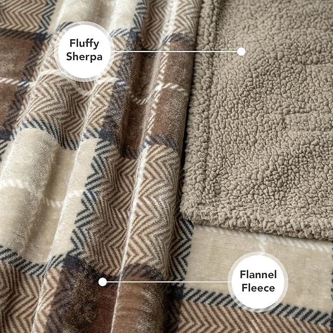 PetAmi Waterproof Dog Blanket for Small Medium Dog, Pet Puppy Blanket Couch Cover Protection, Sherpa Fleece Cat Blanket Couch Sofa Bed Furniture Protector Reversible Soft Washable 29x40 Plaid Taupe