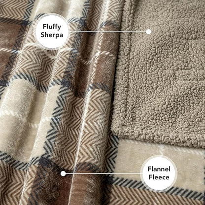 PetAmi Waterproof Dog Blanket for Small Medium Dog, Pet Puppy Blanket Couch Cover Protection, Sherpa Fleece Cat Blanket Couch Sofa Bed Furniture Protector Reversible Soft Washable 29x40 Plaid Taupe
