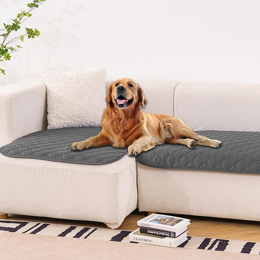 gogobunny 100% Double-Sided Waterproof Dog Bed Cover Pet Blanket Sofa Couch Furniture Protector for Puppy Large Dog Cat, Reversible (32x53 Inch (Pack of 1), Dark Grey/Light Grey)