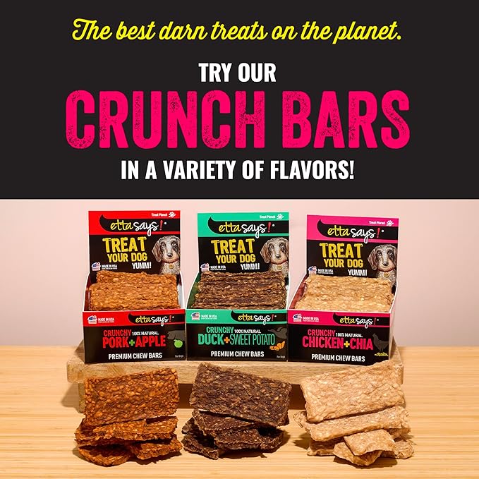 etta says! Premium Crunchy Chew Bars - All Natural - Chicken + Chia - Made in The USA (12 Count Pack of 1)