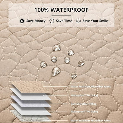 Waterproof Dog Blanket, Washable Anti-Slip Pet Couch Covers for Sofa,Pet Hair Resistant Blankets Bed Chair Furniture Couch Protector for Dogs-40x50,Beige