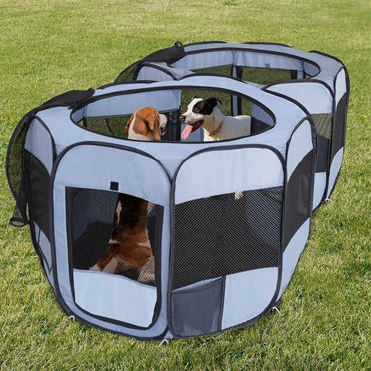 2-in-1 Dog Playpen, 58'' Pop Up Cat Puppy Pet Playpen Indoor/Outdoor Cats Enclosed, Cat Dog Tent Crate Cage Kennel, Portable Playpen for Kitten, Small Animals Play Pen(S, 58" Lx29 Wx17 H)