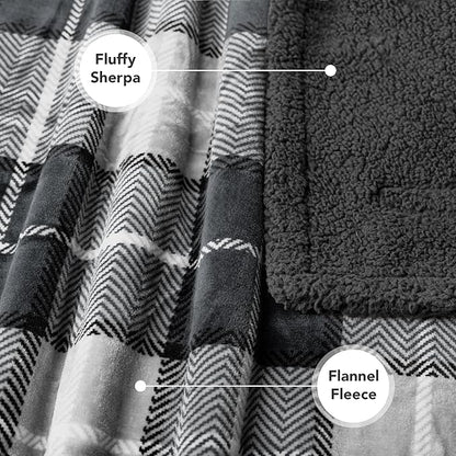 PetAmi Waterproof Dog Blanket for Small Medium Dog, Pet Puppy Blanket Couch Cover Protection Sherpa Fleece Cat Blanket Couch Sofa Bed Furniture Protector Reversible Soft Washable 29x40 Plaid Charcoal