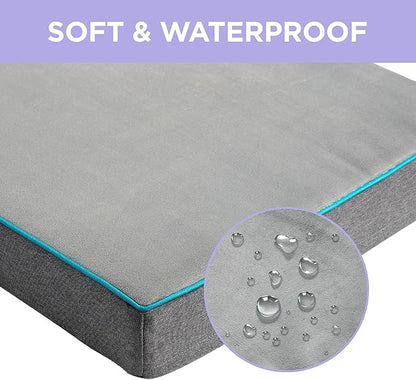 Lesure Dog Bed Cover Flannel - Medium Dog Bed Washable Removable Cover, Plush Fleece Replacement Cover for Orthopedic Pet Mad Beds, 29x18x3 Inches Grey
