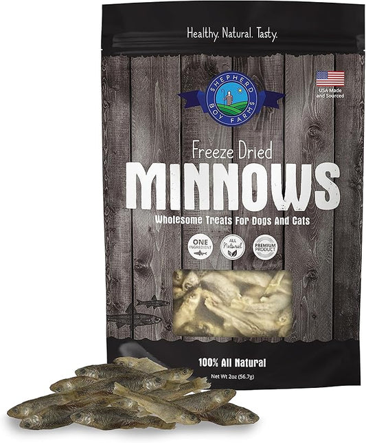 Freeze Dried Dog and Cat Treats, Minnows, All Natural Single Ingredient Freeze-Dried Dog Treat & Dog Snacks, Made in USA, High in Protein, Essential Nutrition of Raw Dog Food, 2oz