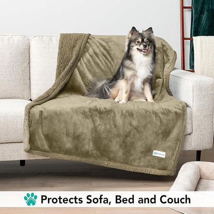 PetAmi Dog Blanket for Small Medium Dogs, Pet Bed Blanket Cat Puppy Kitten, Fleece Furniture Couch Cover Protector Sofa Car, Soft Sherpa Dog Throw Plush Reversible Washable, Mini 29x40 Solid Taupe