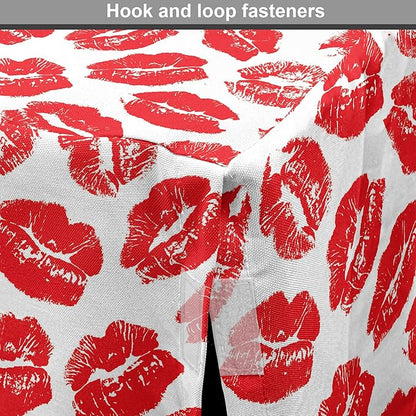Lunarable Kiss Dog Crate Cover, Rhythmic Make up Red Luscious Lips Lipstick Imprint Illustration, Easy to Use Pet Kennel Cover for Medium Large Dogs, 48 Inch, Dark Pink and White