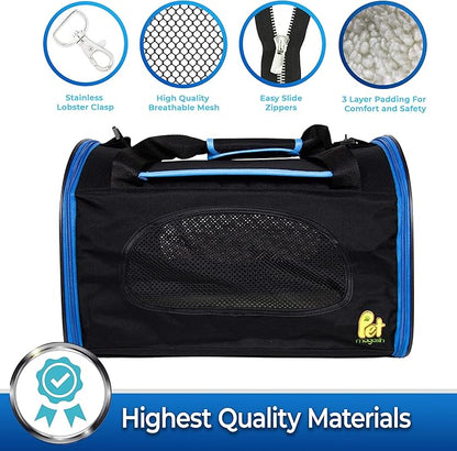 PET MAGASIN Foldable Pet Carrier Waterproof, Collapsible Soft Pet Transport Bag for Cats, Small Dogs & Pets for Car & Plane