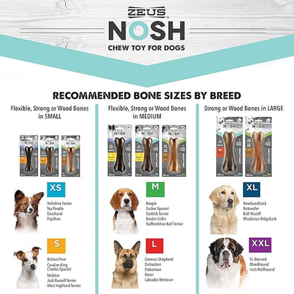 ZEUS Nosh Flexible Dog Chew Bones, Dog Chew Toys for Puppies Teething, Long Lasting Bacon Flavor, Small