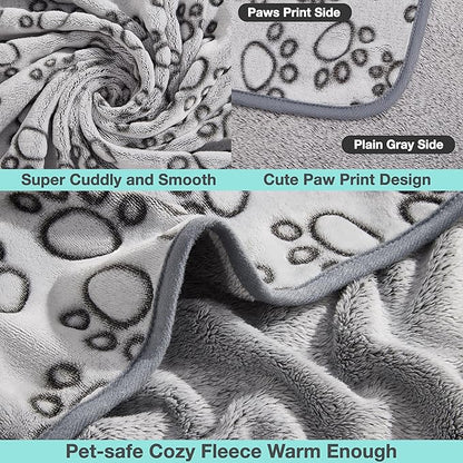 Stuffed® Premium Soft Dog Blanket Washable, 40"x32" Cat Blanket for Indoor Cats Large Medium Small Dog Gifts Puppy Essentials (Grey)
