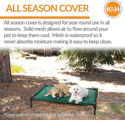K&H Pet Products Elevated Cooling Outdoor Dog Bed Portable Raised Dog Cot Replacement Cover Only All Weather All Season Green Large 42 X 30 Inches (Cot NOT Included)